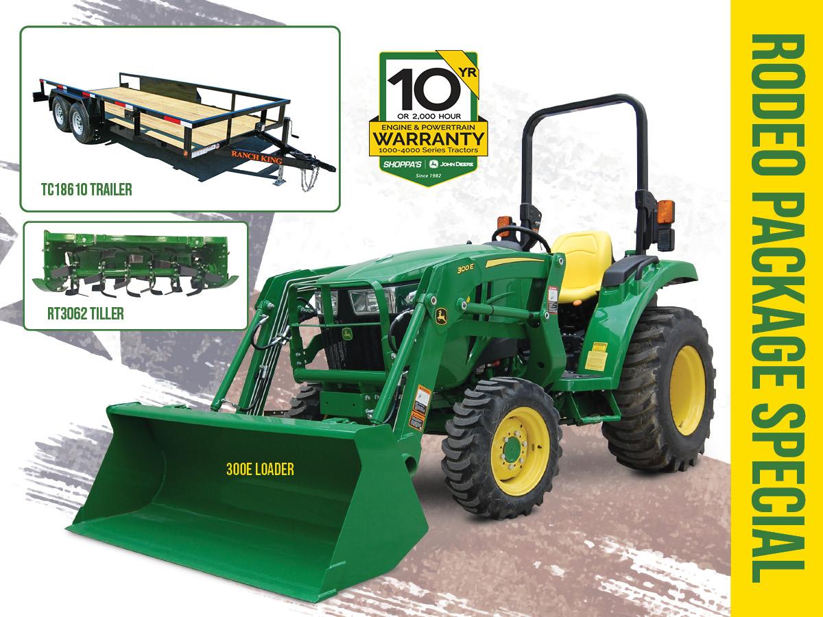 3025D COMPACT UTILITY TRACTOR PACKAGE – 300E LOADER + 18′ TRAILER + TILLER – $360 MONTHLY