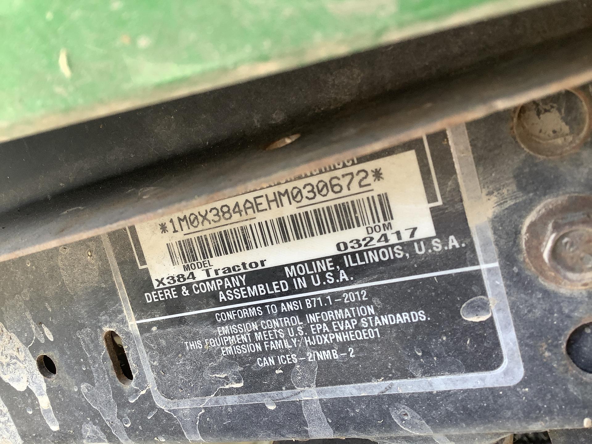 2017 John Deere X384 Image